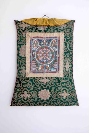 Small Size Heruka Mandala Thangka | Traditional Thangka Painting with Brocade | Tibetan Wall Tapestry | Zen Buddhism | Good Luck to House